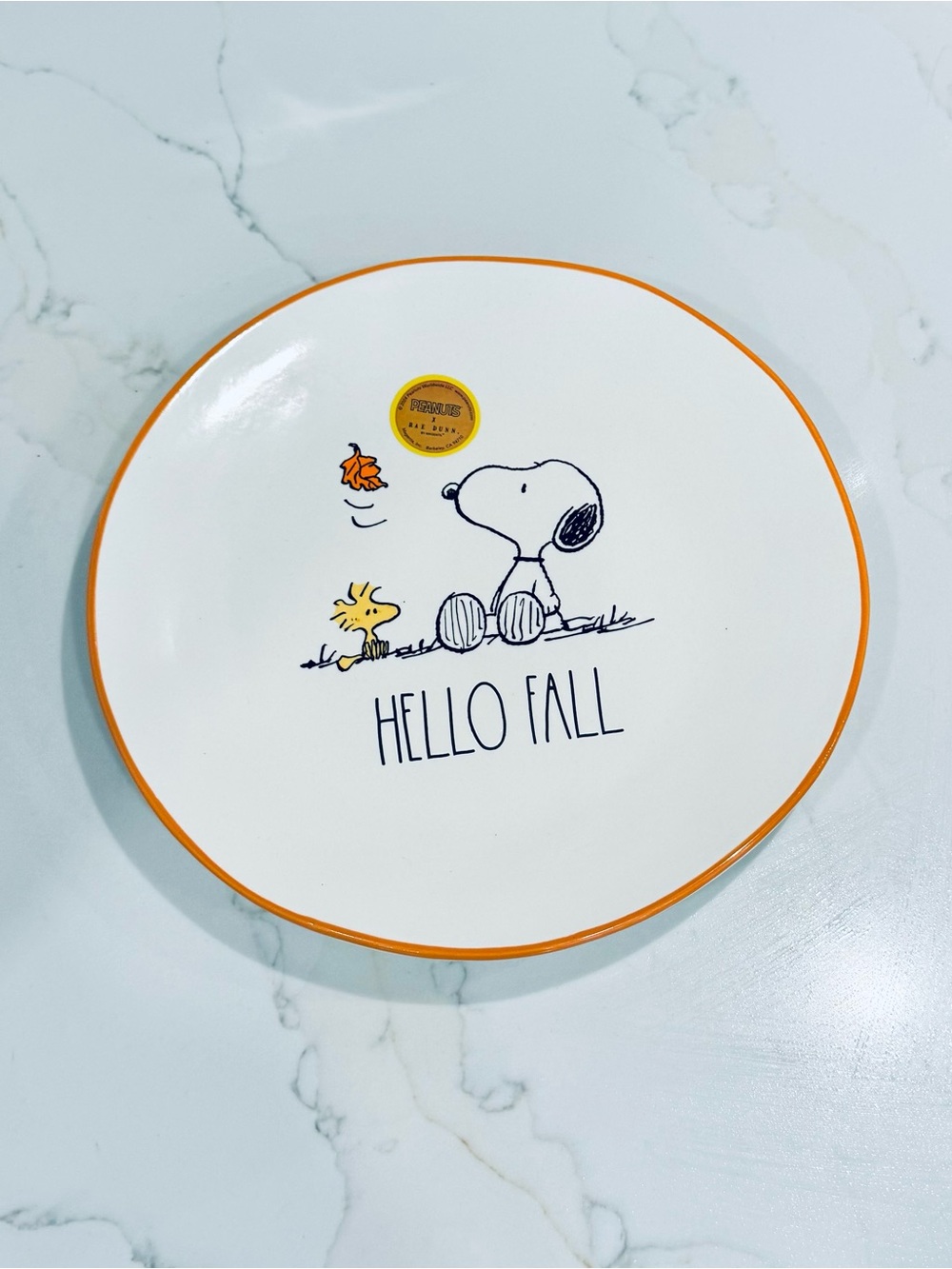 Rae Dunn Snoopy Plate - HELLO FALL 11” NWT collectible peanuts ceramic